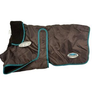 NEW WeatherBeeta Windbreaker Deluxe Dog Coat Fleece Lined Brown Aqua Large 28"